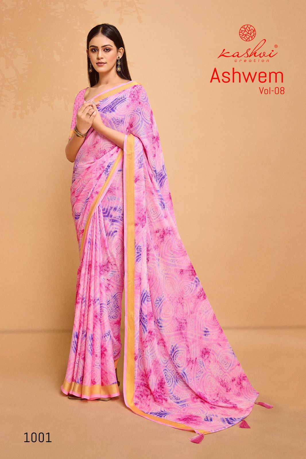 Ashwem Vol 8 By Kashvi Dull Moss Viscose Printed Daily Wear Sarees Wholesale Market In Surat
